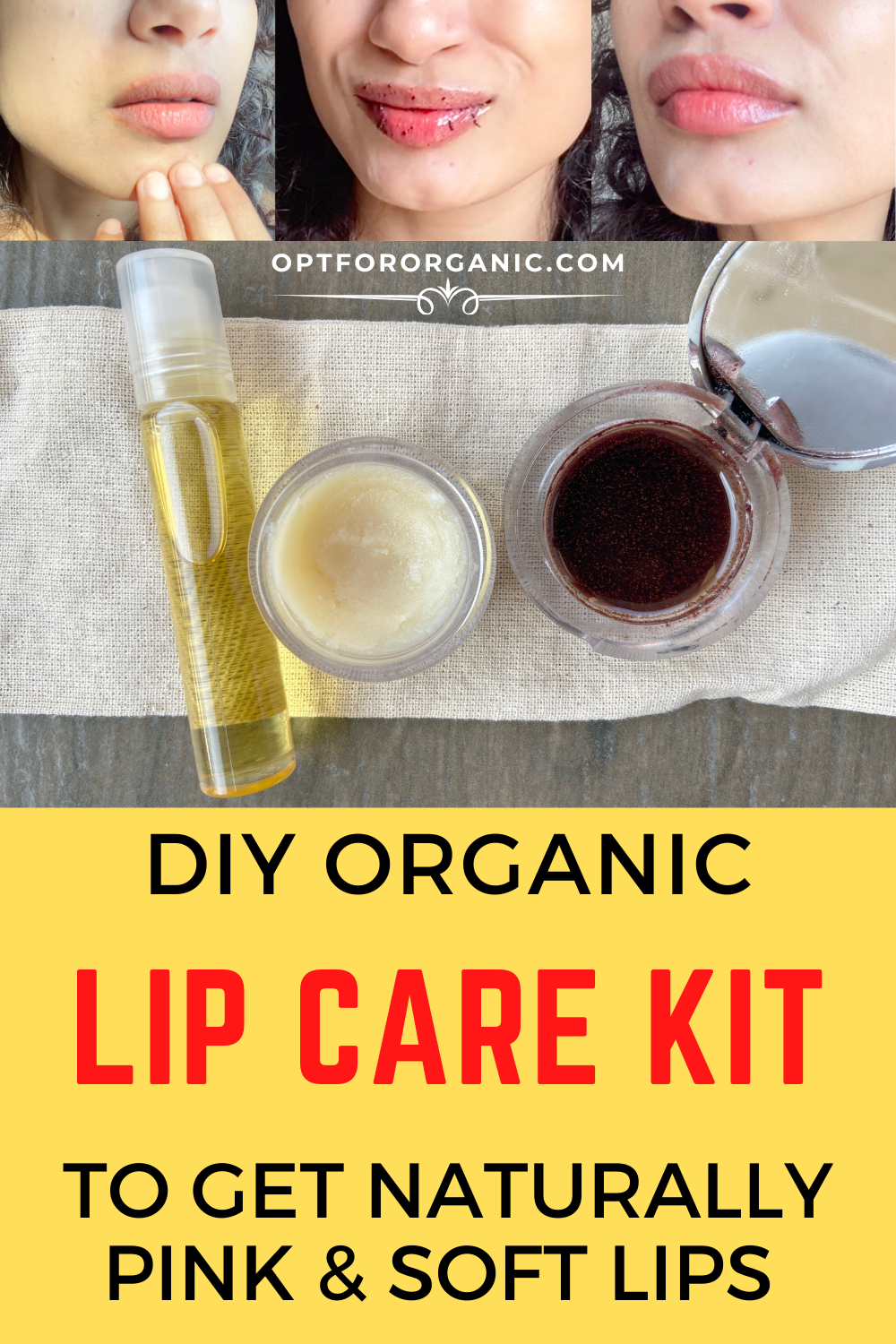 Lip Care kit with Lip scrub, Lip oil & Lip balm to get naturally pink