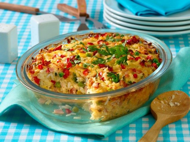 So einfach, so köstlich: Reisauflauf mit Schinken & Erbsen #ricedcauliflower