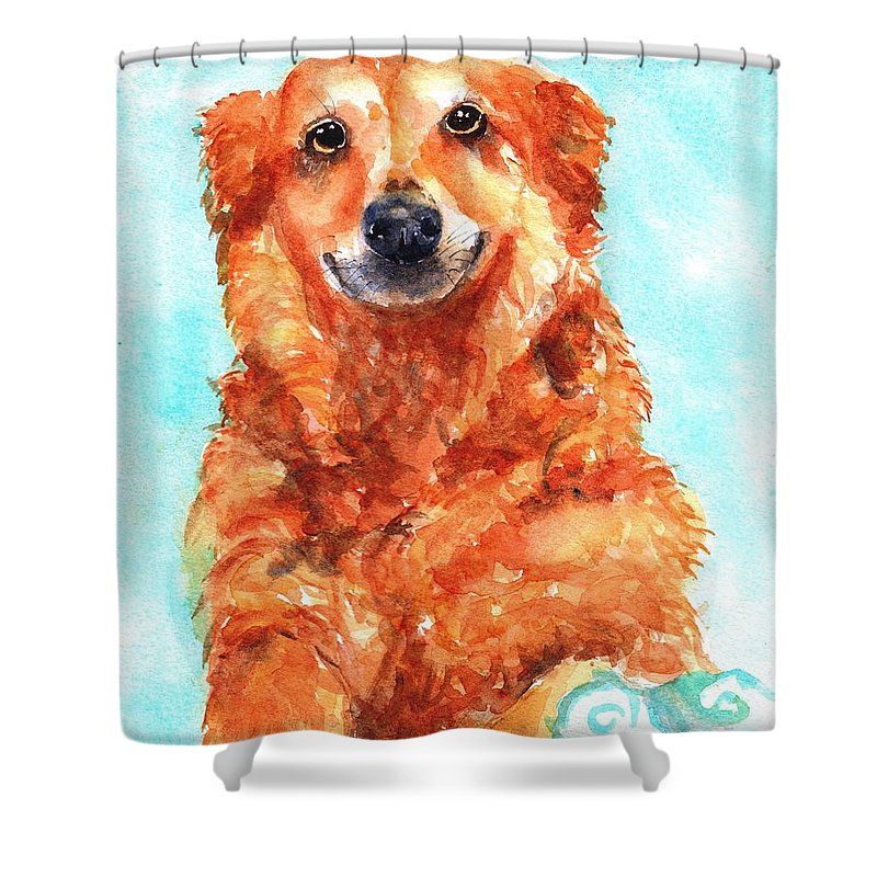 Red Golden Retriever Smile Shower Curtain For Sale By Carlin