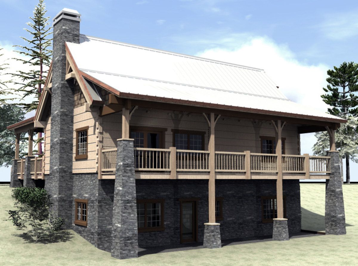 Render of the North Fork floorplan by Log Home Outfitters | Unique