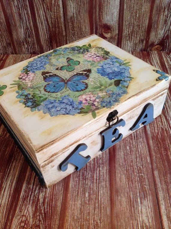 Wooden Box Tea Bags Storage Box Wood Tea Bags Home Kitchen Modern New