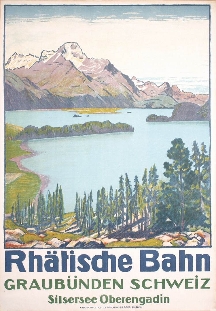 Original vintage poster SILS ENGADIN GRISONS LAKES ALPS