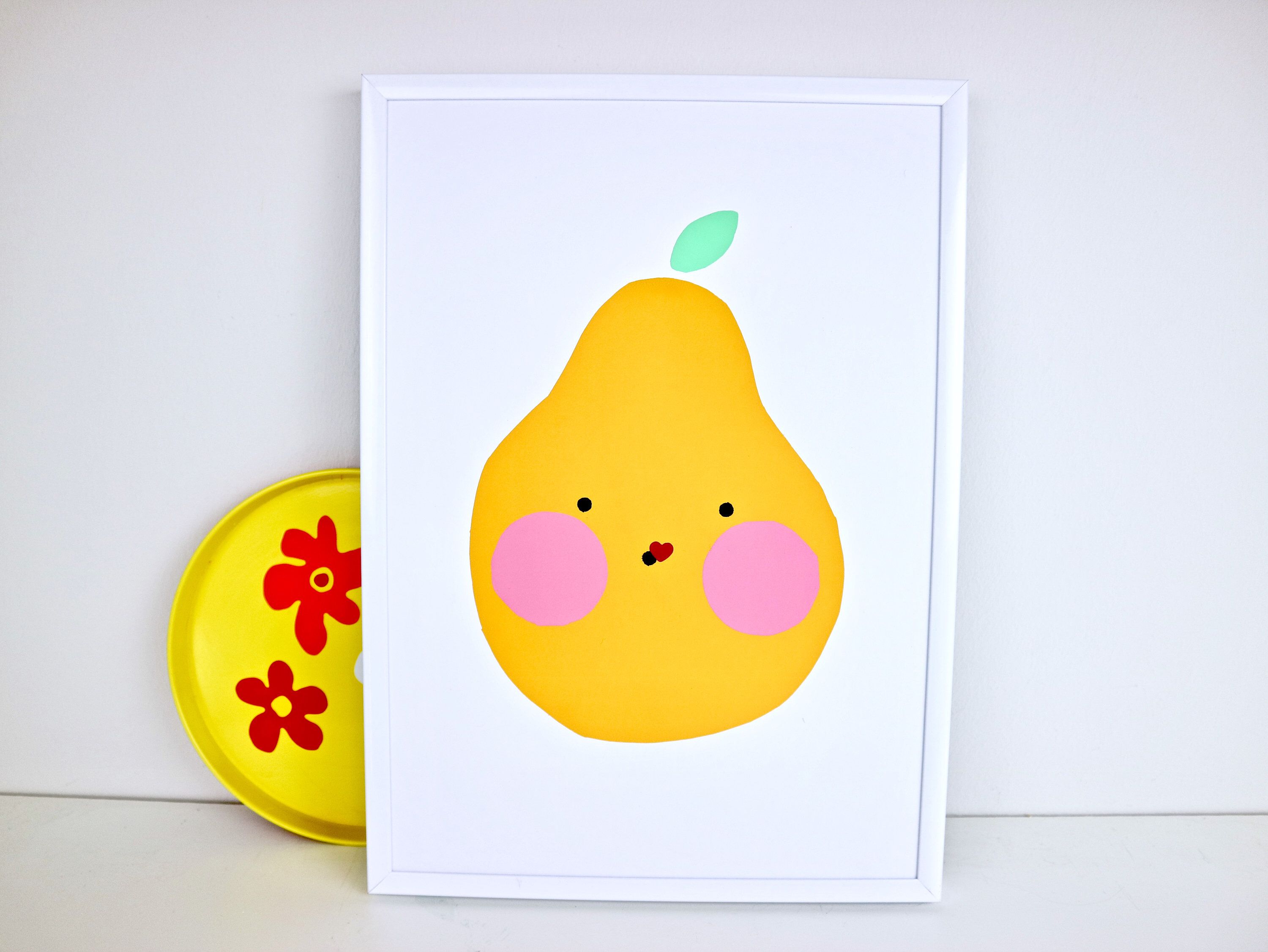 Yellow Pear Print A4 Baby Room Print Fruit Print Cute Etsy Nursery Prints Baby Room Prints Fruit Print