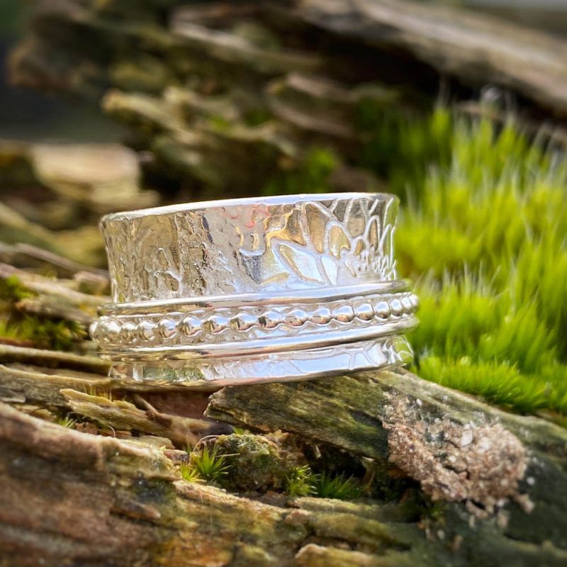 sterling-silver-meditation-ring Sterling Silver Bands, Handmade Sterling Silver, Silver Spinner Rings, Silver Rings, Worry Ring, Meditation Rings, Ring Sizer, Spinners, Anxiety
