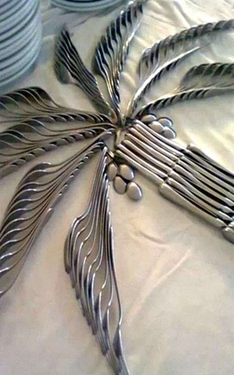 Creative Cutlery Display for a special event - palm tree is formed by using fork...
