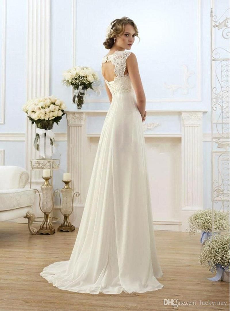 Vintage Beach Empire Waist Wedding Dress