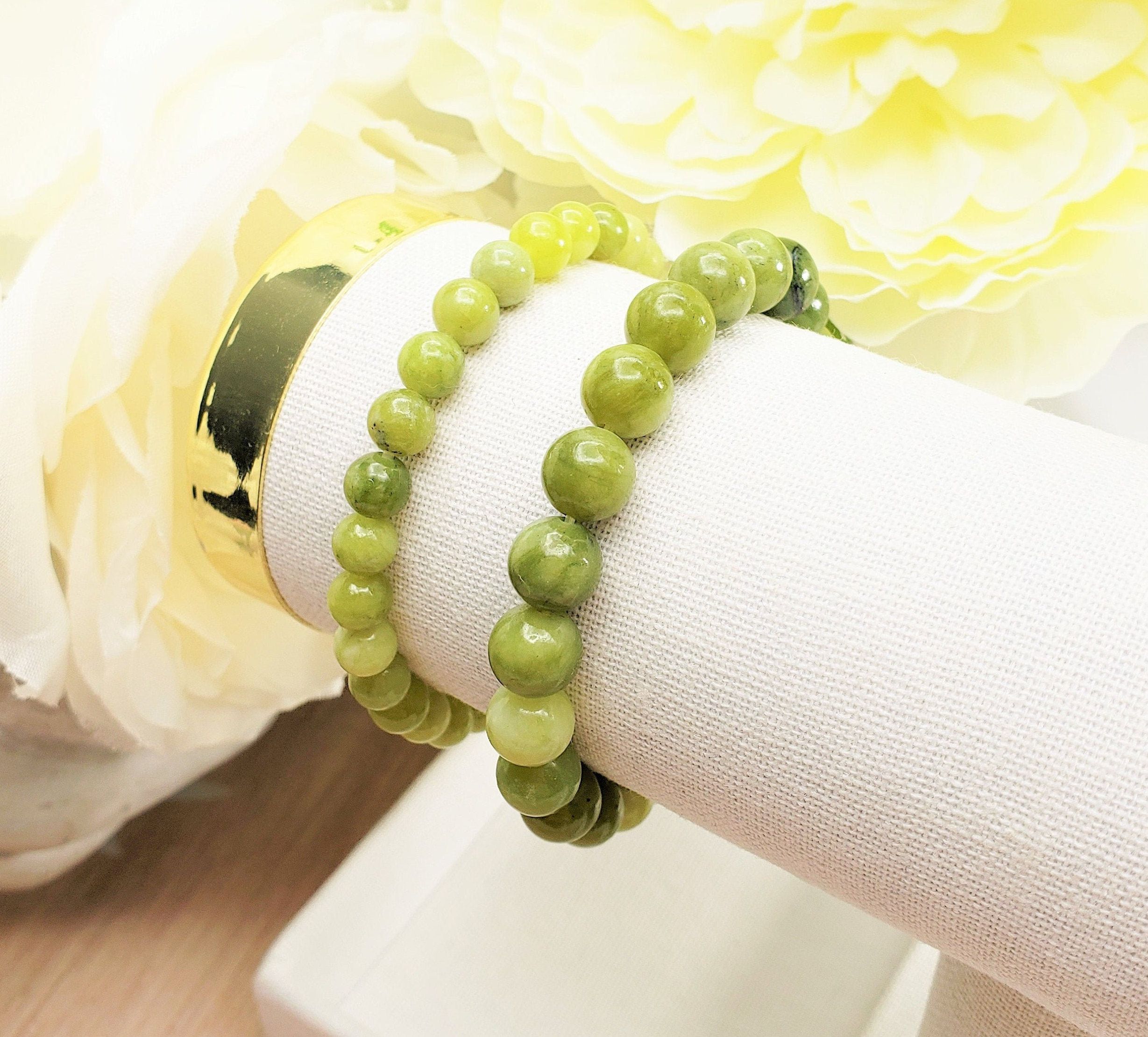Green Jade Bracelet 6mm/8mm/ Jade Healing Crystal Bracelet | Etsy