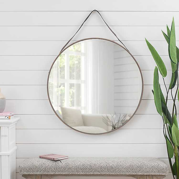 Round Mirror Large Leather Mirror Large Round Mirror Mirror Wall