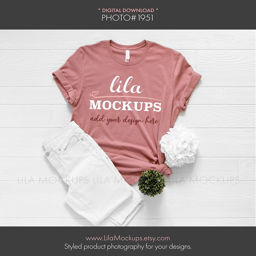 Bella Canvas 3001C MAUVE T-Shirt mockup / Mock-up JPG ...