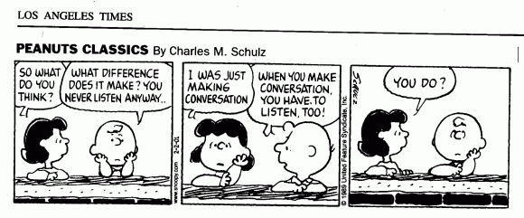 peanuts cartoon about listening conversation rules pinterest