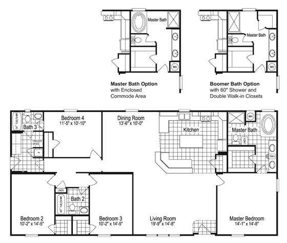 Floor Plan The Benbrook KAT464F2 Mobile home floor