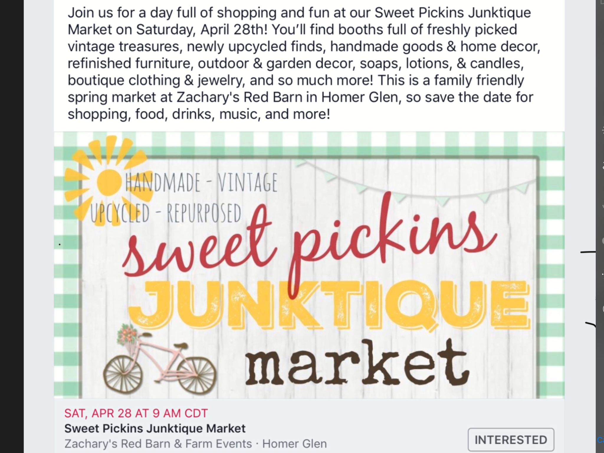 The Rustic Bird will be at Sweet Pickins Junktique Market Zachary’s The Rustic Bird will be at Sweet Pickins Junktique Market Zachary’s