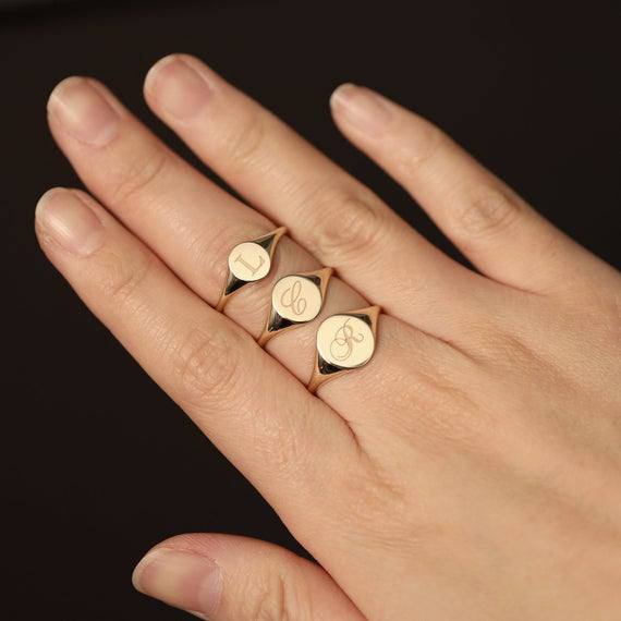 Oval Signet Ring, 10K 14K Solid Gold Signet Ring, Oval Signet Ring, 10K 14K Solid Gold Signet Ring,