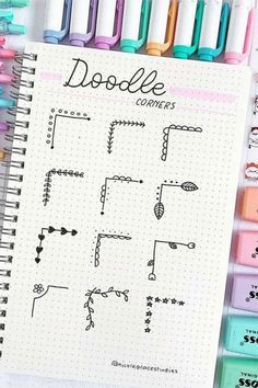 These corner doodles are too cute! Bullet Journal School, Bullet Journal Inspo, Bullet Journal Dividers, Bullet Journal Paper, Bullet Journal Design Ideas, Bullet Journal Notebook, Bullet Journal Aesthetic, Bullet Journal Lettering Ideas, Bullet Journal Ideas Pages