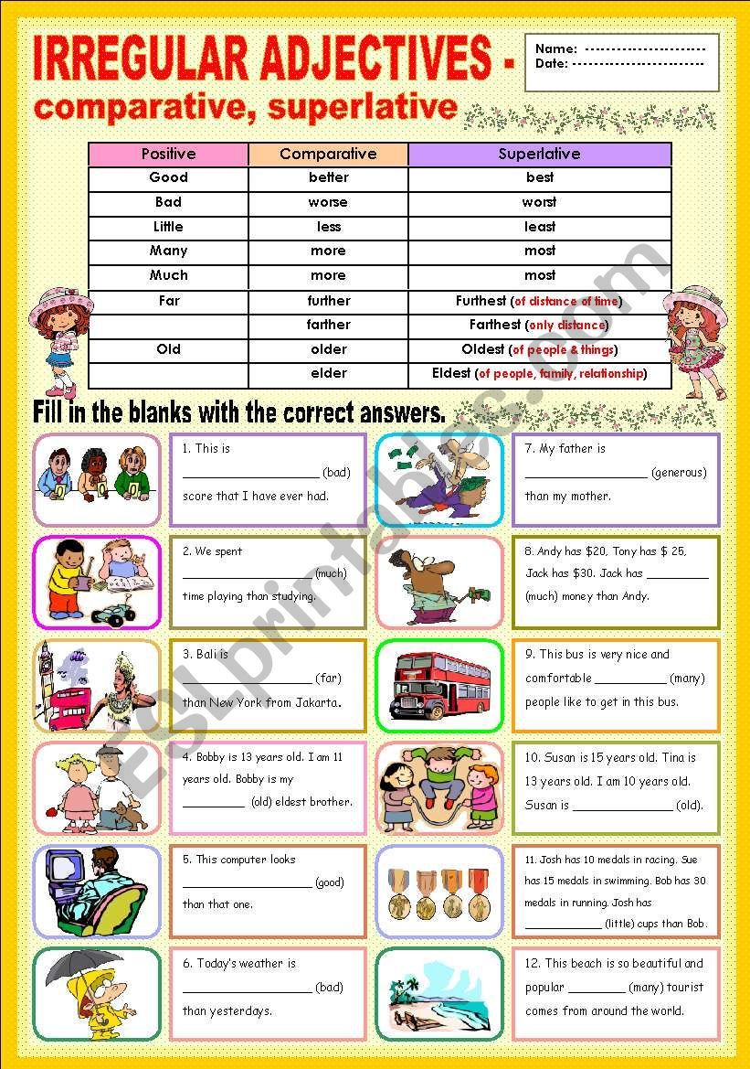 The Third Of Comparative And Superlative About Irregular Adjectives It s Very Easy For The