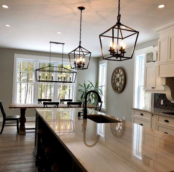 Carmen 6 Light Kitchen Island Linear Pendant In 2021 Kitchen Remodel Small Modern Farmhouse Kitchens Kitchen Remodel