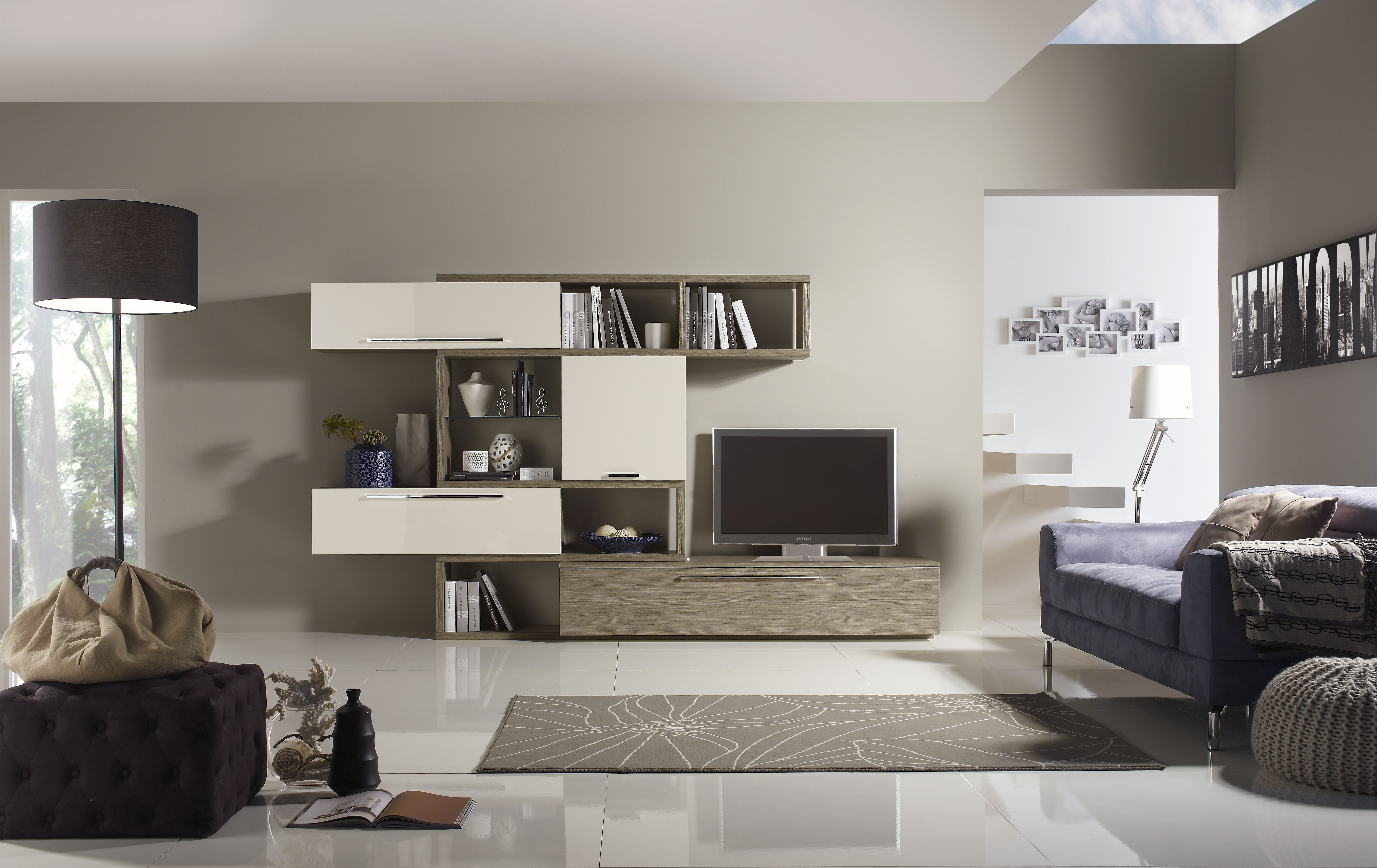 Soggiorni moderni color tortora: soggiorno larice lucido bianco e ... Soggiorno color tortora