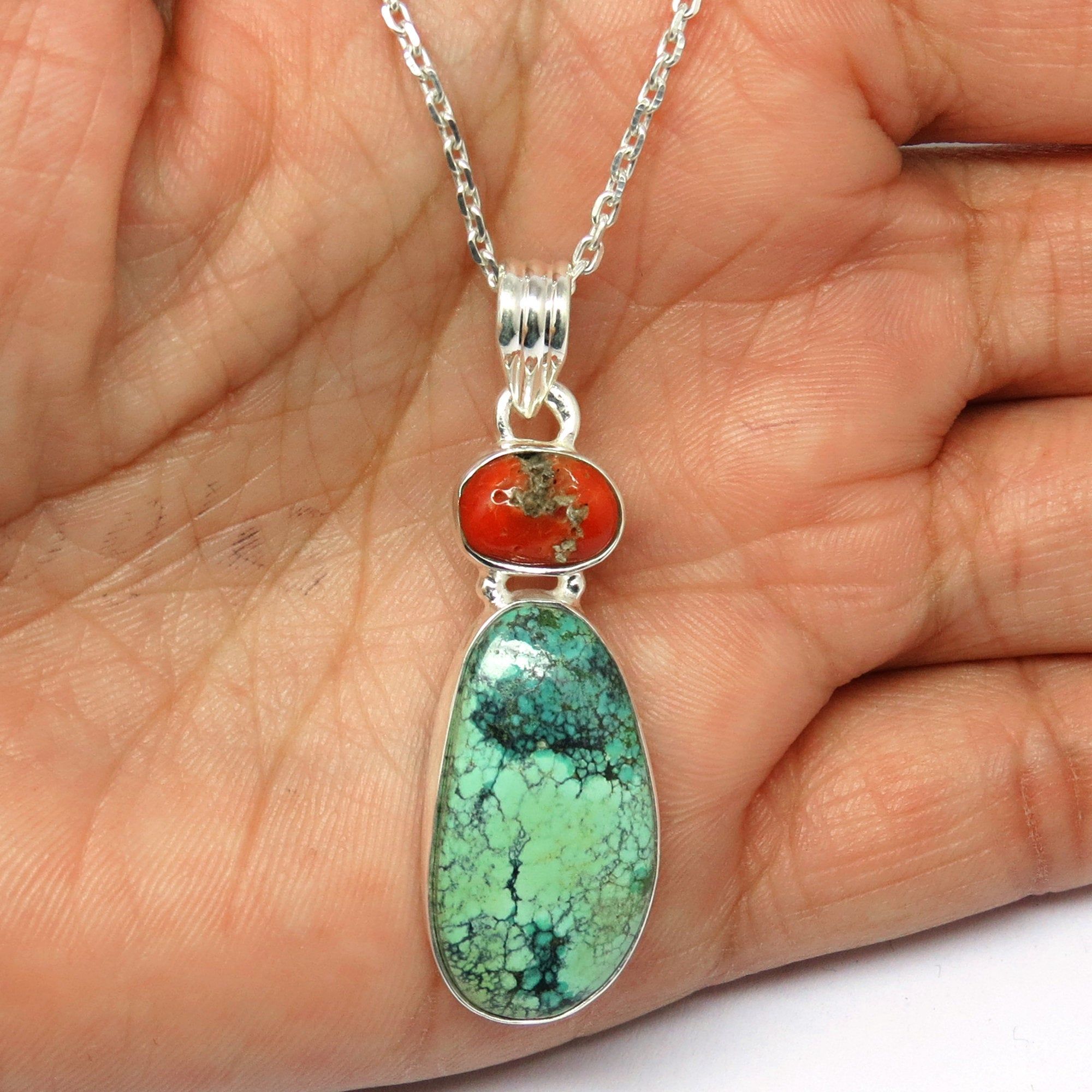 Natural Turquoise Fancy 925 Sterling Silver Gemstone Pendant Jewelry