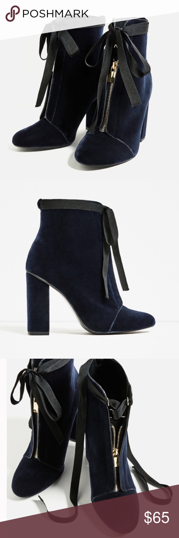 zara blue velvet heels