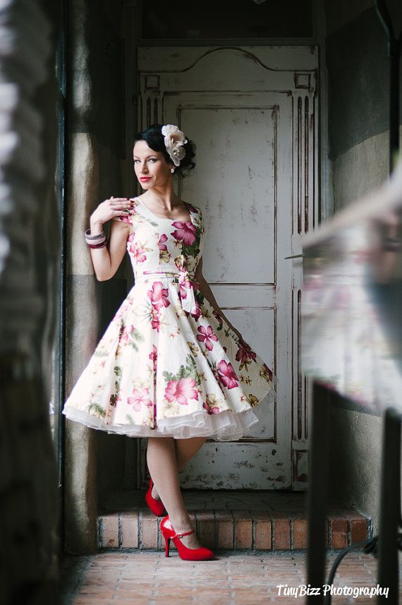 50s Wedding Dress Hibiscus
