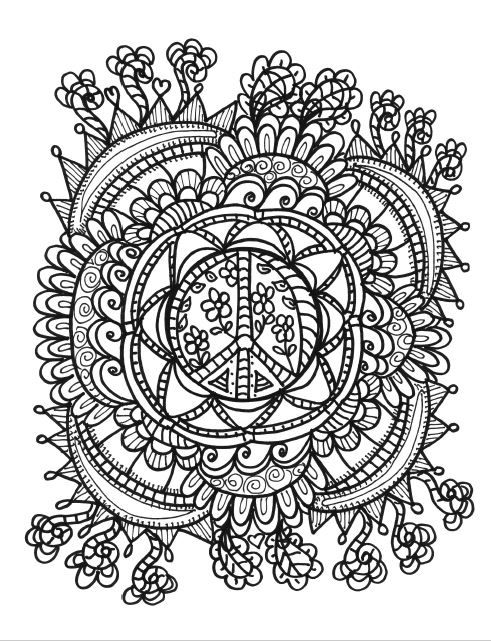 Hippie Folk Art Free Coloring Page