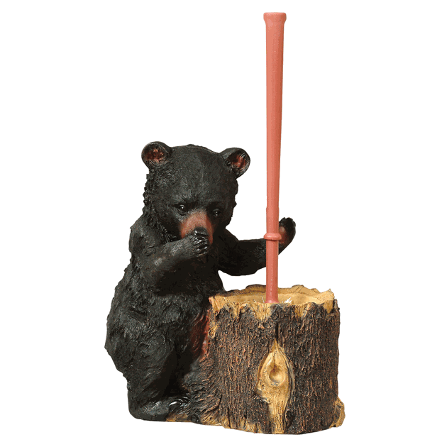 DeLeon Collections Funny Stinky Black Bear Toilet Bowl Cleaner Brush /& Holder