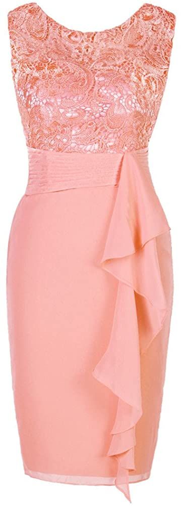 Ellames Vestido de dama de honor para mujer de encaje corto vestido formal de fiesta