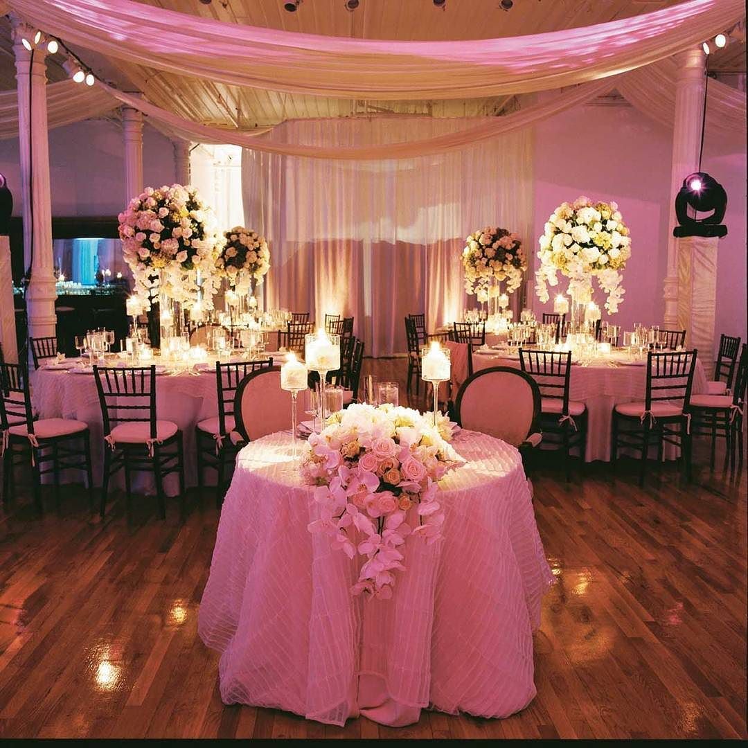 Stunning reception decor with wonderful uplighting! 