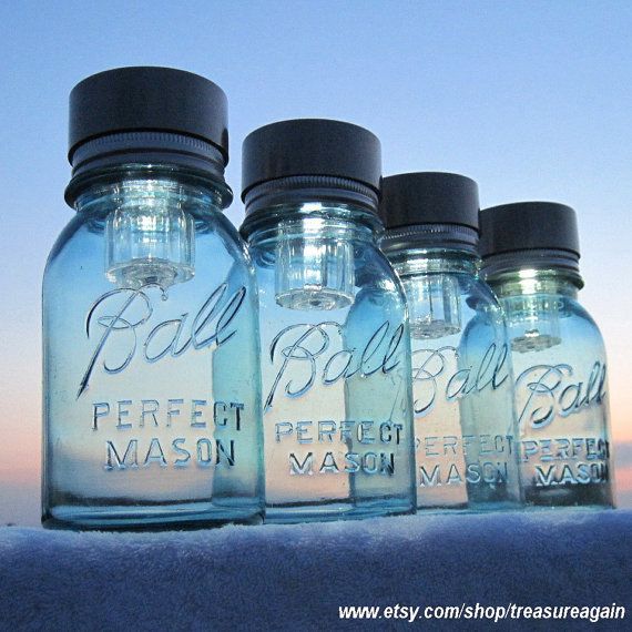 Mason Jars Solar Lights 4 Outdoor Jar Lighting Antique Blue Mason Jars Solar Lights Outdoor Jar Lighting Antique Blue Ball Garden Original Design By Treasureagain