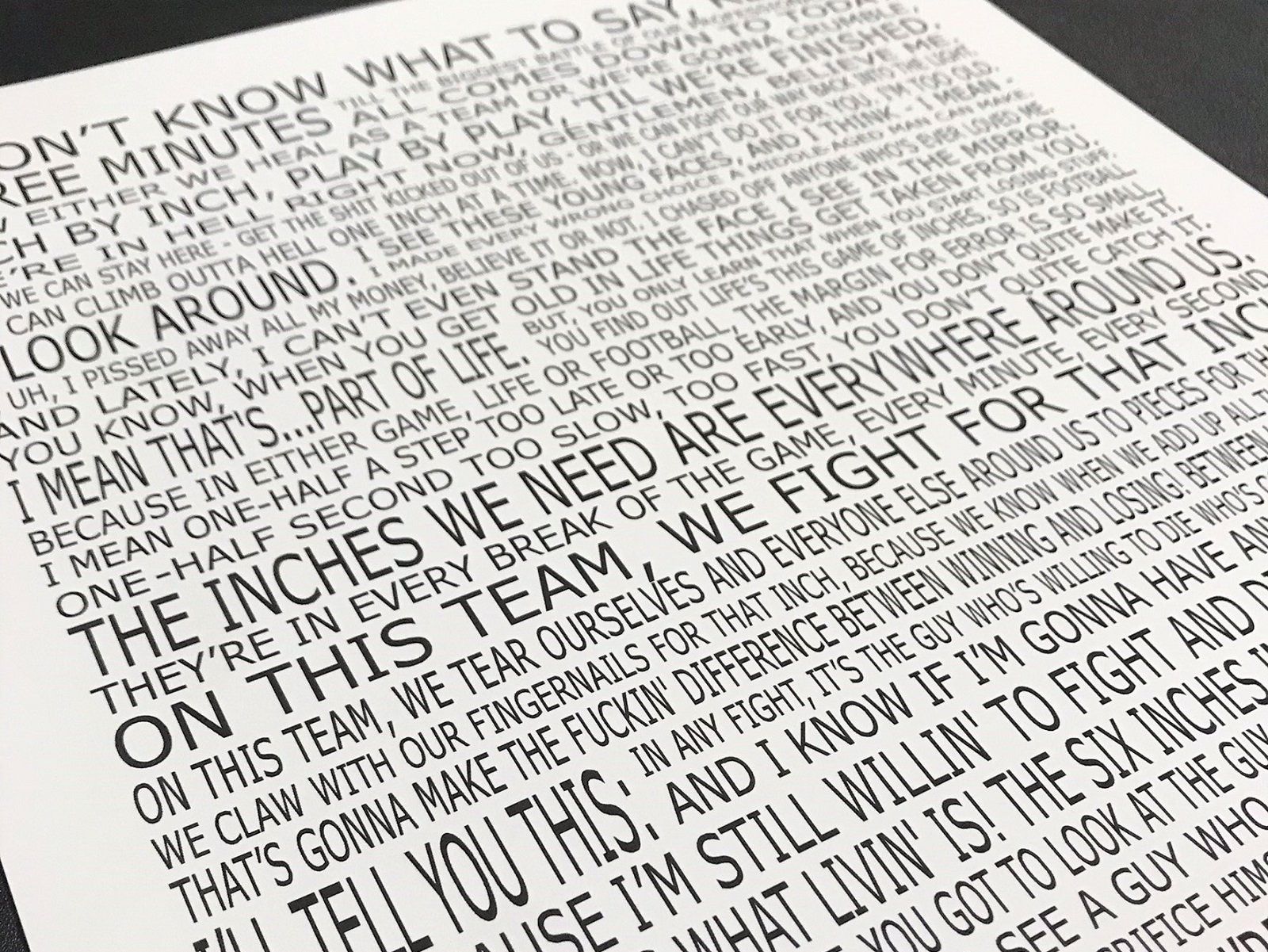 Inch by Inch Any Given Sunday Speech Al Pacino Any Given - Etsy | Movie