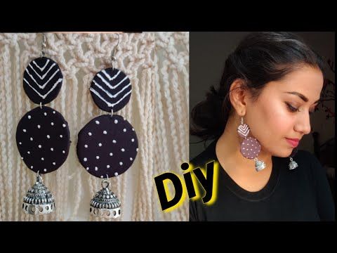 #Diyearrings Diy Fabric Earrings Making // Handmade fabric earrings ideas// How To Make Earrings - YouTube Diy Earrings With Fabric, Diy Thread Earrings, Earrings Diy Handmade, Diy Fabric Jewellery, Textile Earrings, Fabric Necklace, Handmade Jewelry Designs, How To Make Earrings, Handmade Jewellery