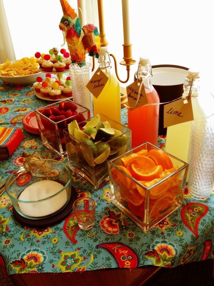 Mexican Themed Bridal Shower We Are Having A Party Pinterest Mexican Themed Bridal Shower Margarita Bar With Delicious Organes Limes And Strawberries
