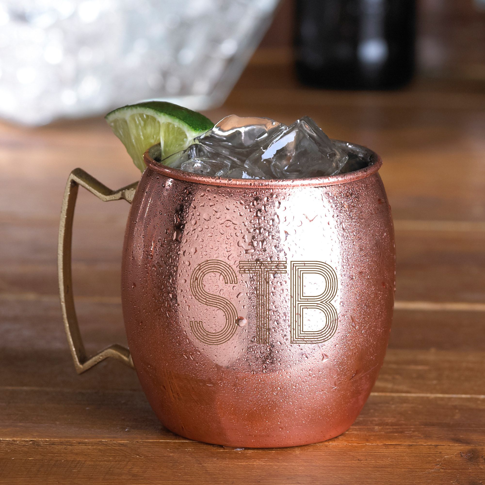 Our Personalized Moscow Mule mug is made of solid copper with a nickel
