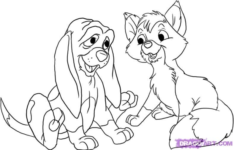 Step 5 Fox coloring page Animal coloring pages The fox and the hound