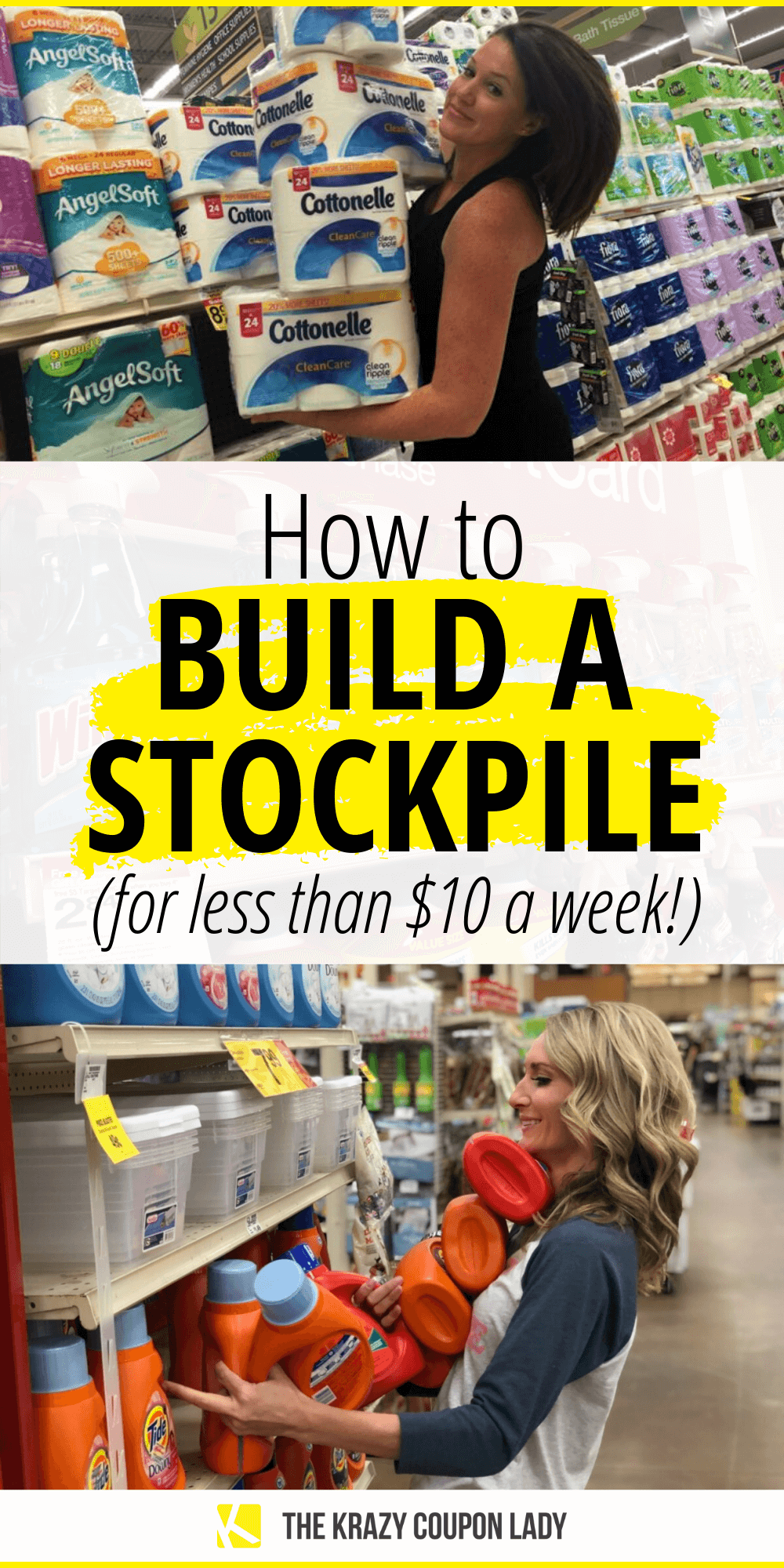 Wondering how to start a stockpile cheap? The Krazy Coupon Lady is here to teach you how to build a stockpile cheap- for under $10 a week! Stock your pantry and freezer with the essential items like non-perishables, toiletries, food, paper goods, cleaning supplies, groceries, and more using our simple methods and tools like free coupons. Learn what stockpile mistakes to avoid, how to organize your stockpile, plus how to rotate, all on KCL! #stockpile #couponing #grocerybudget #savingmoney How To Start Couponing, Couponing For Beginners, Extreme Couponing, Couponing 101, Free Coupons By Mail, Find Coupons, Grocery Budgeting, Budgeting Money, Grocery Coupons