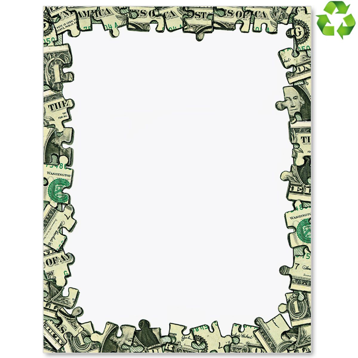 The Money Puzzle Border Papers | Borders for paper, Bond paper design ...