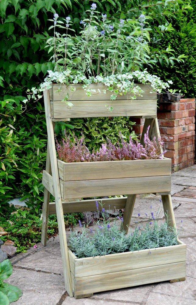 compact cascade planter attractive tiered wooden planter