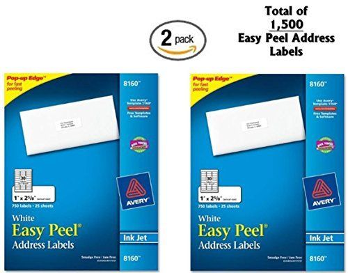 2x avery easy peel address labels inkjet printers white 1 x 2 5 8