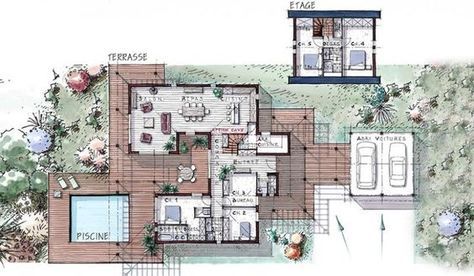 Maison OSSATURE BOIS à étage 184 m² 5 chambres Pinterest - plan maison etage m Maison OSSATURE BOIS à étage 184 m² 5 chambres Pinterest - plan maison etage m