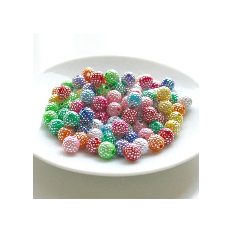 50 Perle Mix Point Argentées 6mm couleur Mixte argentes création bijoux bracelet