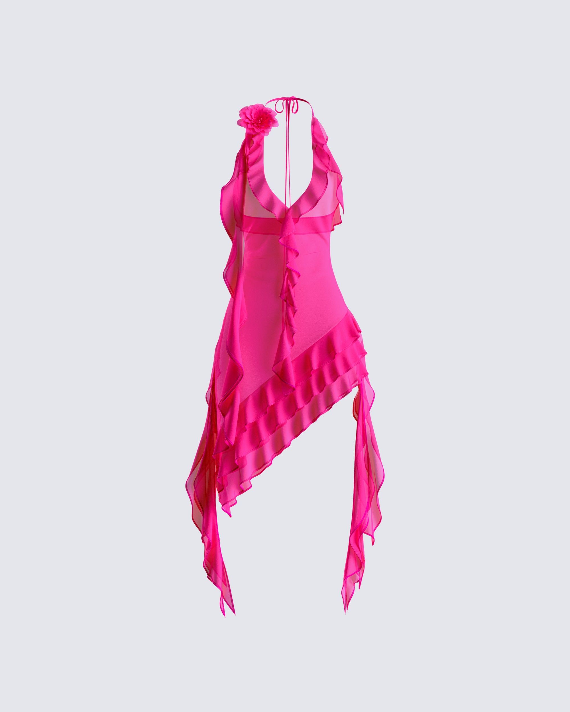 Stun Them With Just Your Presence Itself 馃挆 Be The Moment In This Pink Ruffled Mini Dress Made