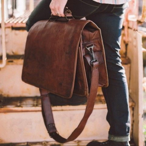 Everett Vintage Leather Messenger Bag Accessories
