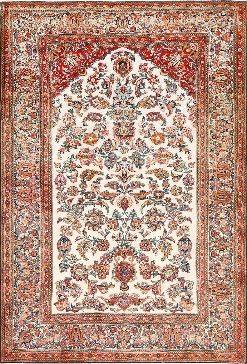 Antique Persian Wool And Silk Prayer Design Kashan Oriental Rug Antique Persian Wool And Silk Prayer Design Kashan Oriental Rug 50633
