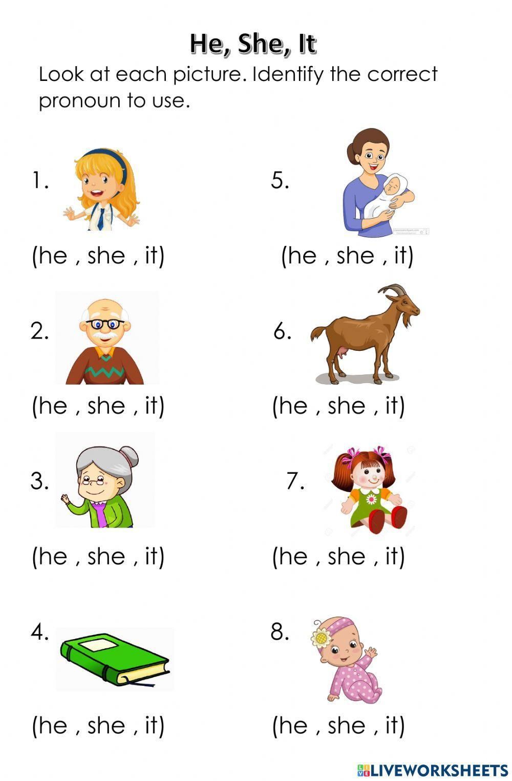 He She And It Worksheet English Lessons For Kids Learning English He She And It Worksheet English Lessons For Kids Learning English