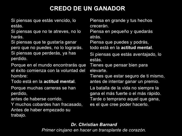 Benjamines Sek Atlántico Credo De Un Ganador Best Quotes Quotes Motivation