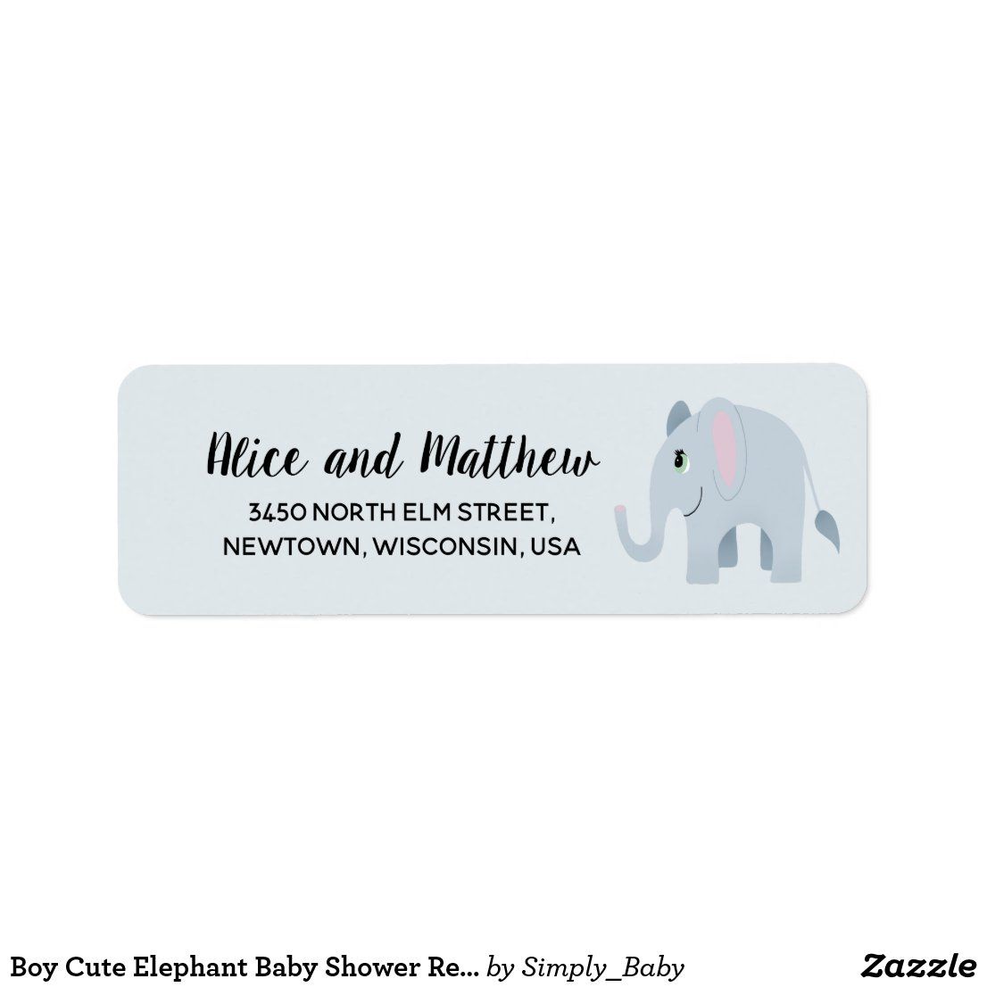 Boy Cute Elephant Baby Shower Return Address Label | Zazzle.com in 2020 | Elephant baby shower ...