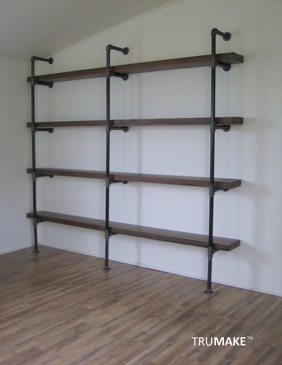 Industrial Wall Shelving Unit. Book Shelf. Shelving Unit. | Etsy Office Shelving, Wall Shelving Units, Pantry Shelving, Wood Shelves, Industrial Wall Shelves, Industrial Office Design, Steel Shelving, Wall Shelves Design, Wall Bookshelves