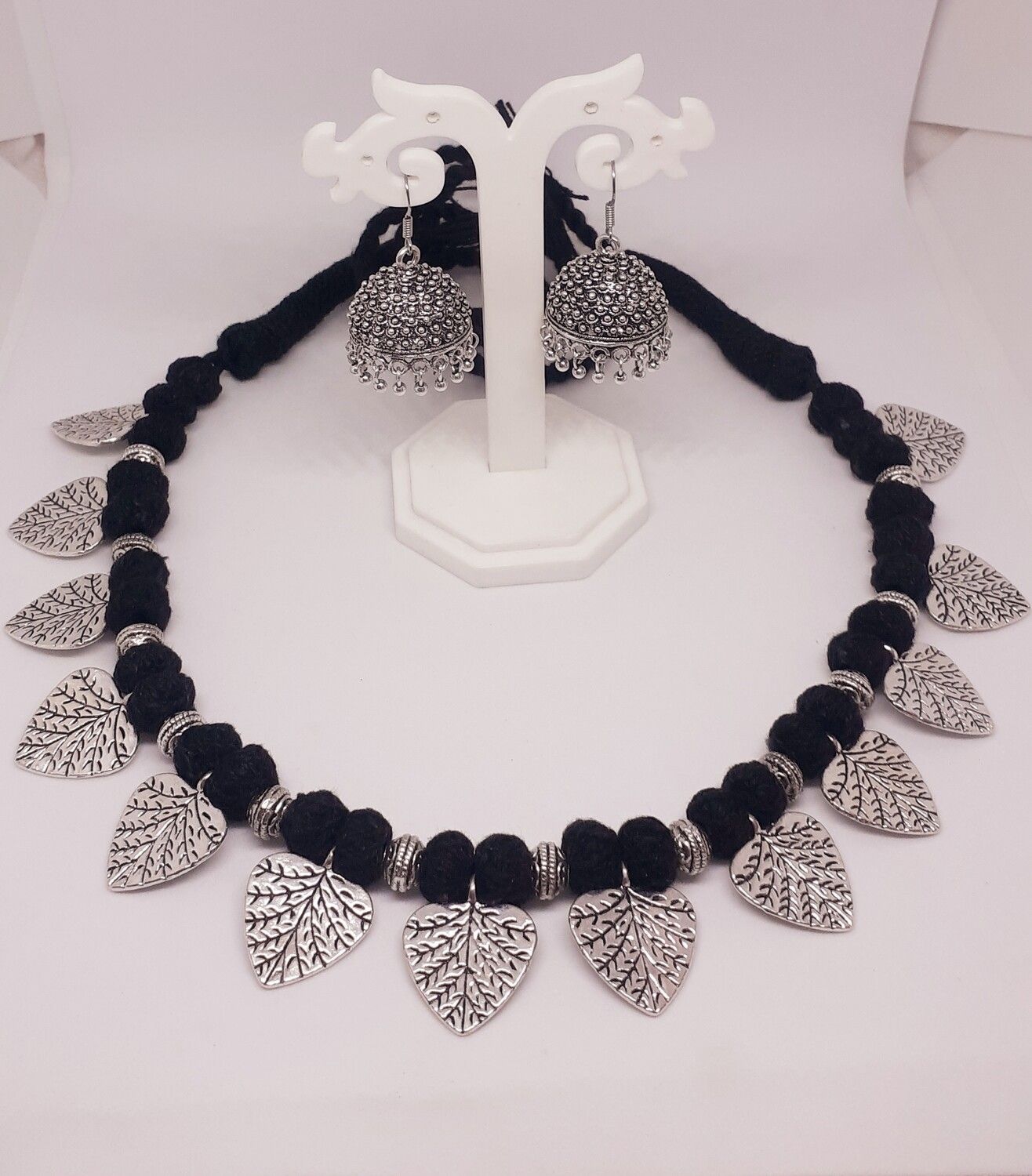 Quartzite beads-Necklace and earring set. Handmade Jewelry Wire wrapped Jewelry Silver and Green Jewelry Set Jewelry