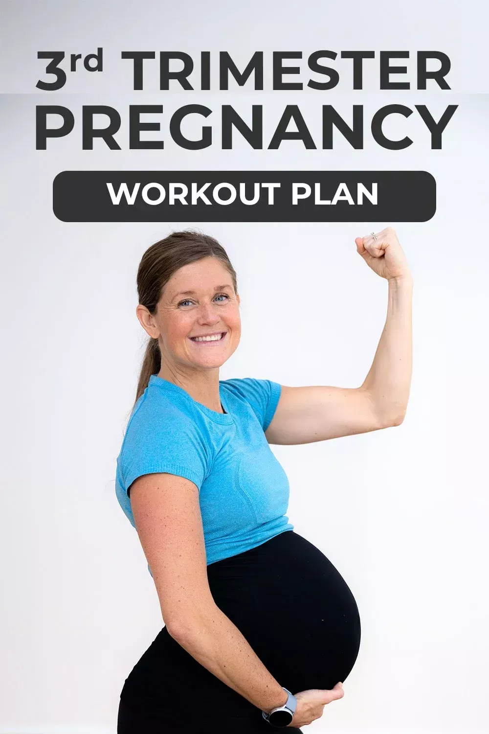 Maintain strength and prepare for labor with this safe and effective pregnancy workout plan for the 3rd trimester of pregnancy. The workouts range from prenatal strength training and LIIT or low impact interval training, to prenatal cardio and prenatal barre workouts. Follow along with a guided video for each day of the free pregnancy workout program.