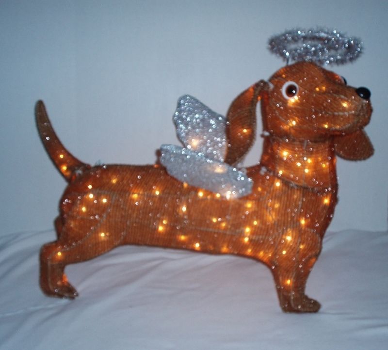 Angel Tinsel Dachshund Lighted Christmas Holiday Yard Decoration